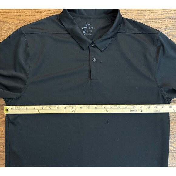 Nike Golf Polo Shirt Dri Fit Mens Large Short Sleeve Black Polyester Stretch - Picture 4 of 9